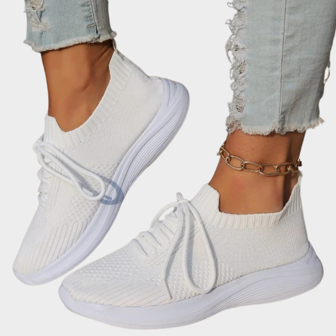 Women’s Casual Lace-Up Sneakers – Thick Sole Comfort Trainers – Front Tie Solid Colour Walking Shoes – Multiple Colours