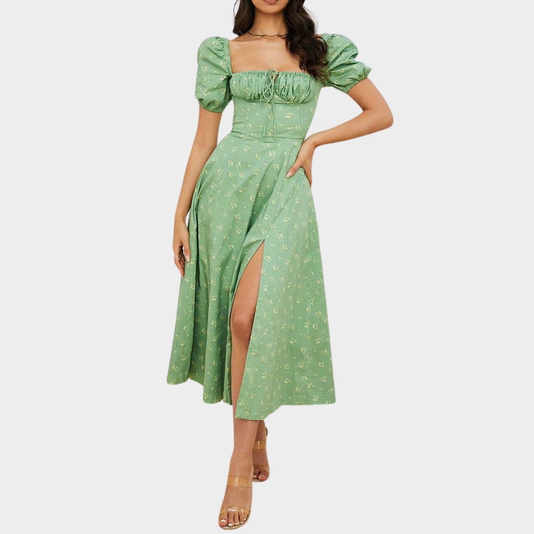 Women’s Floral Print A-Line Maxi Dress – Spring/Summer Chic Party - Long Dresses