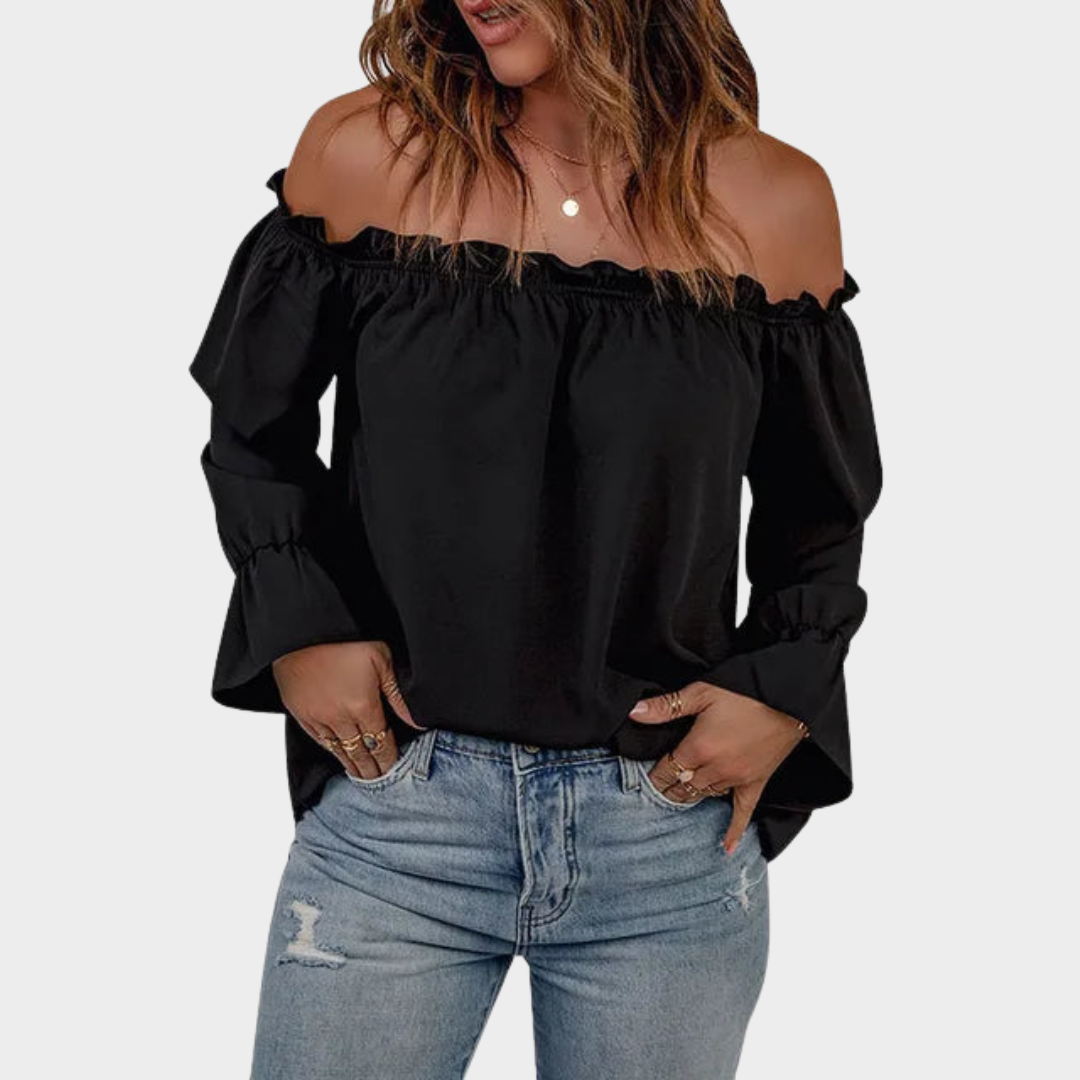 Women’s Off Shoulder Blouse – One Neck Pleated Pullover Top with Relaxed Fit – Lightweight Solid Colour Casual Blouse – Multiple Colours