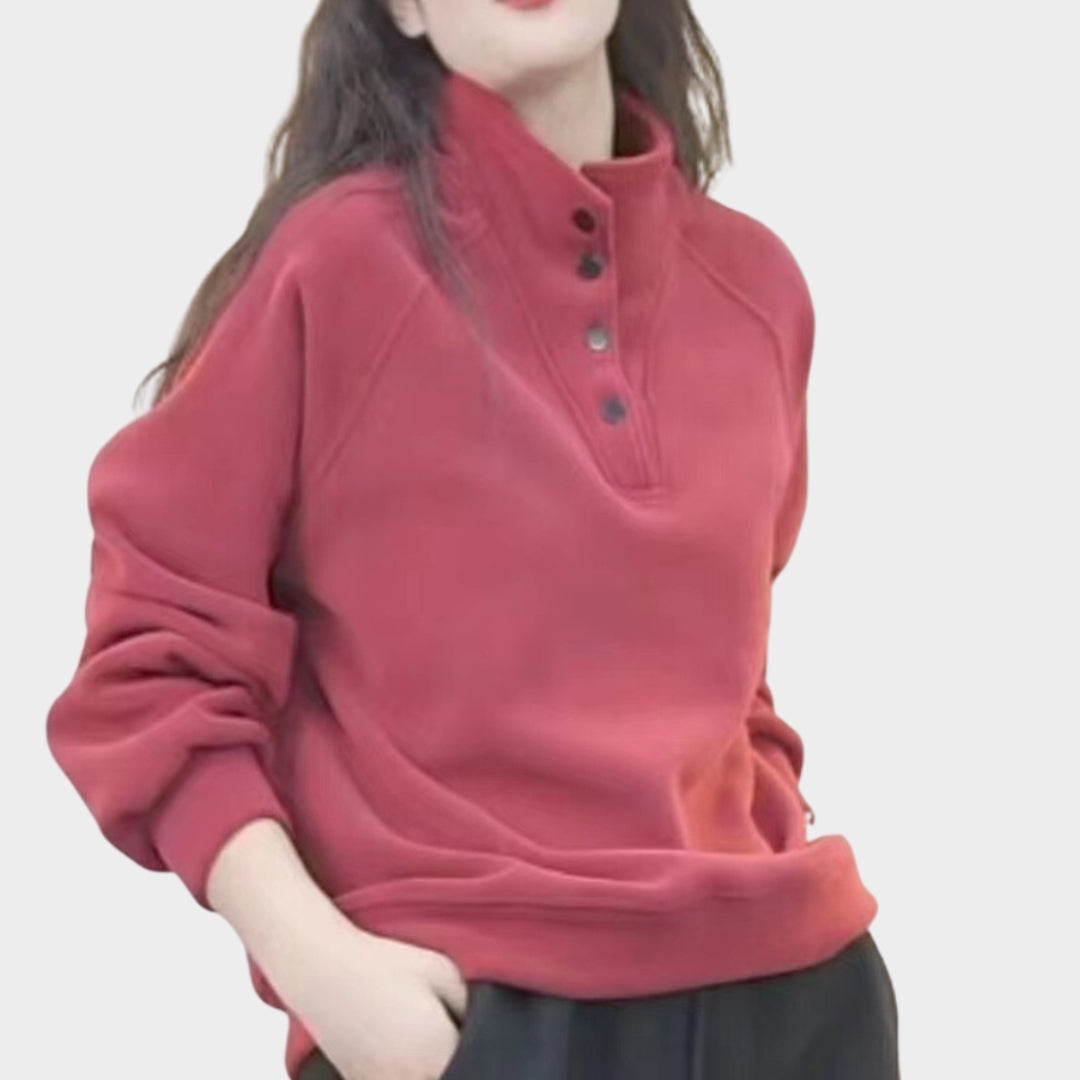 Women’s Ribbed German Velvet Sweater – Half-High Collar, Solid Color, Slim Fit, Autumn/Winter Casual Top
