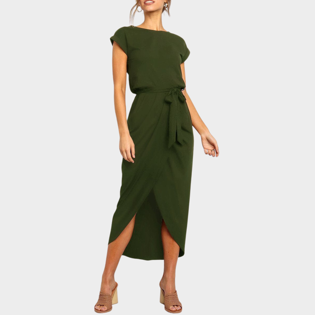 Women's Midi Dress – Adjustable Waist Belt – Elegant Fit – Soft & Comfortable – Multiple Colours