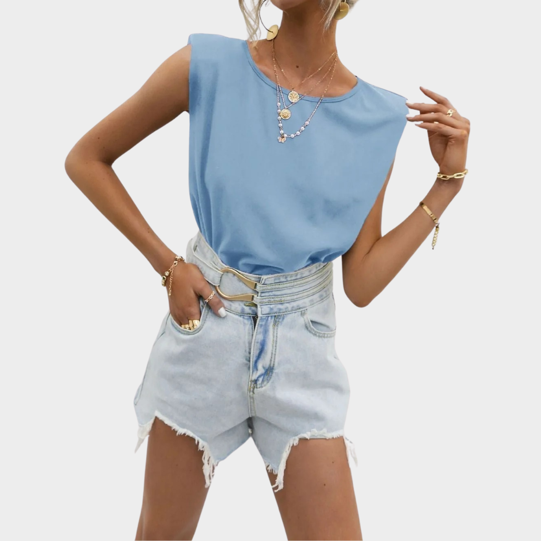 Women Relaxed Fit Top – Short Sleeve Casual Blouse with Extended Shoulders and Comfortable Fiber Blend – Multiple Colours