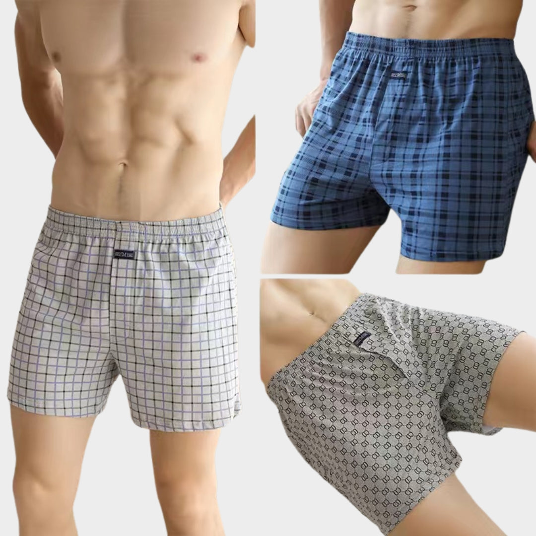 Men's High-Waist Cotton Boxer Shorts - Loose Fit - Breathable Pajama Pants - Soft & Comfortable - Multiple Colours