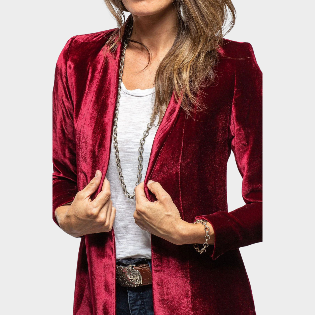 Women’s Velvet Long Cardigan Coat – Split Hem – Loose Fit – Elegant & Stylish – Multiple Colours