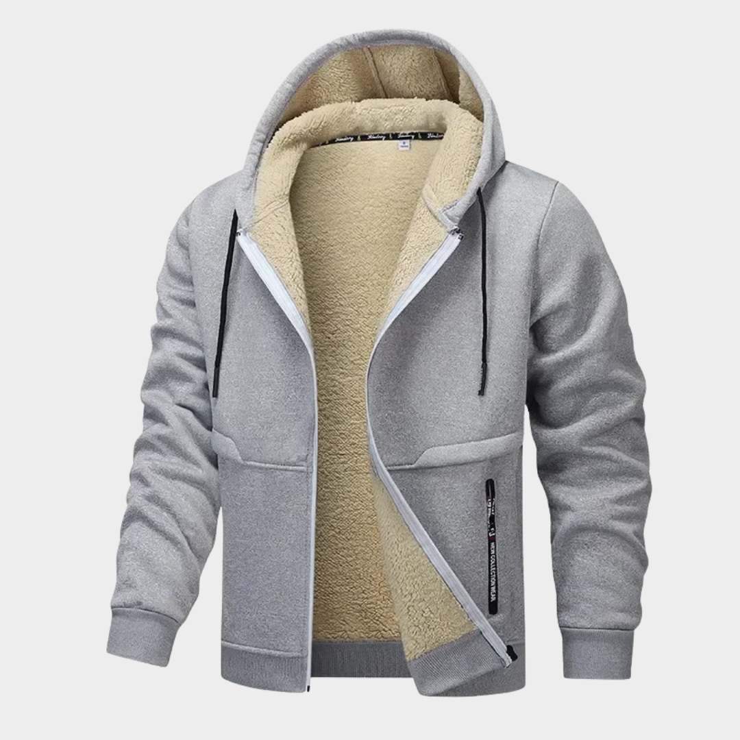 Men’s Hooded Windbreaker Jacket – Fleece Lined Casual Outdoor Zipper Coat – Multiple Colours
