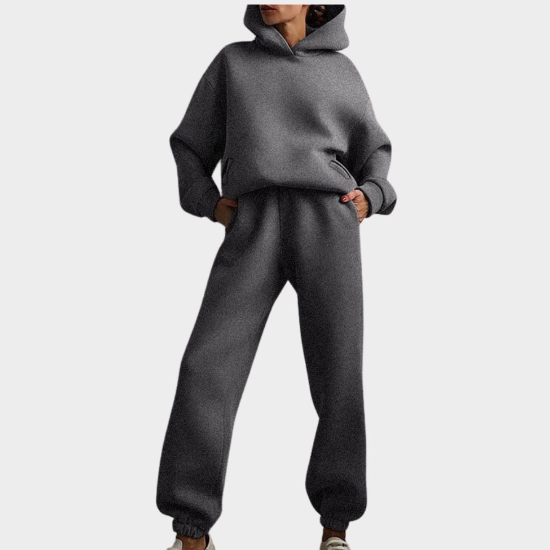 Women’s Casual Two-Piece Sweater Suit – Solid Color, Fashionable Sportswear Set, Available in Brown, Purple, Pink, and More