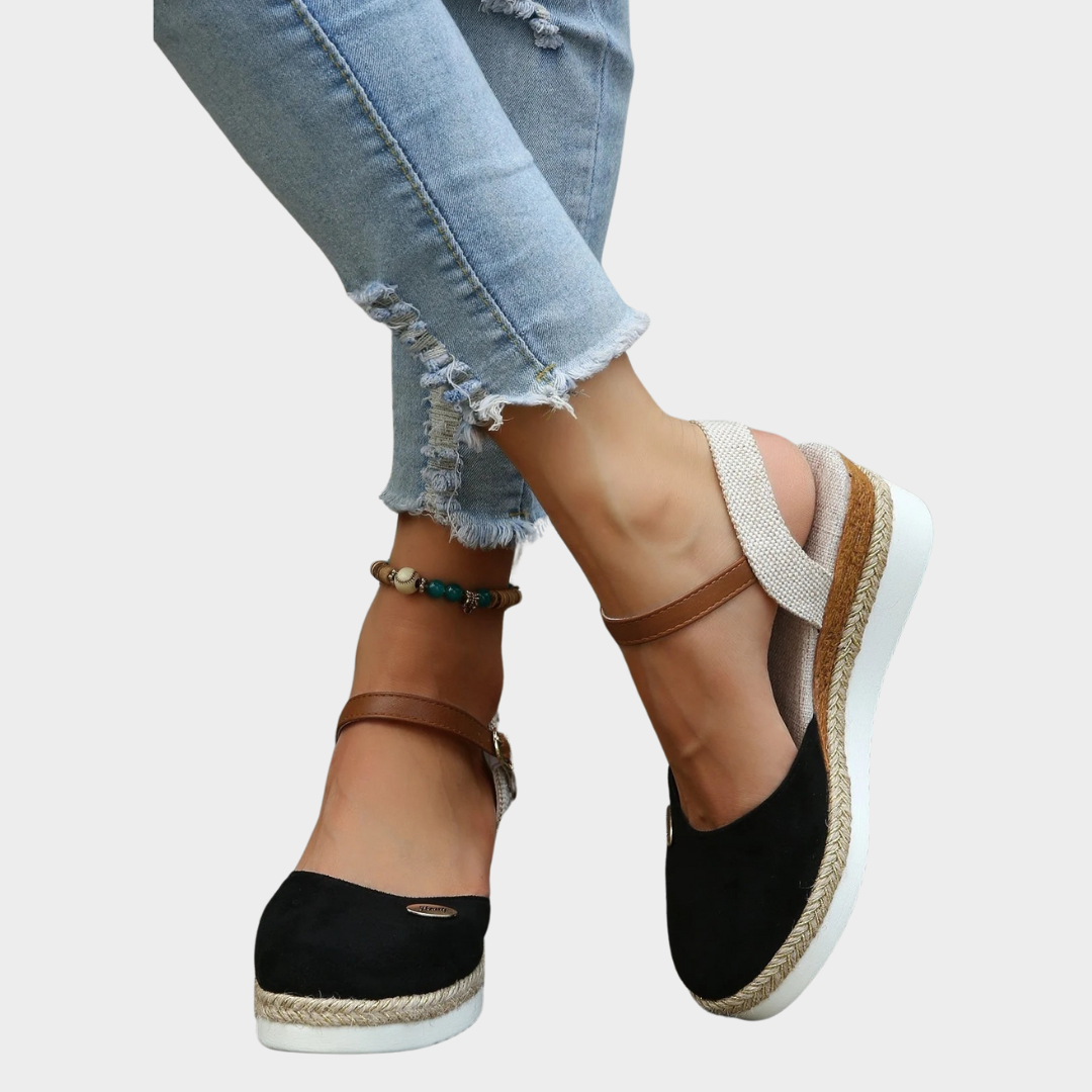 Women’s Closed-Toe Wedge Sandals – Espadrille Platform Fit with Buckle Strap and Gladiator Style – Lightweight Comfortable Design – Multiple Colours