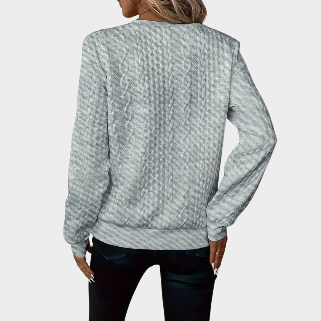Women's Textured Zip Sweatshirt – Long Sleeve – Casual Loose Fit – Multiple Colours