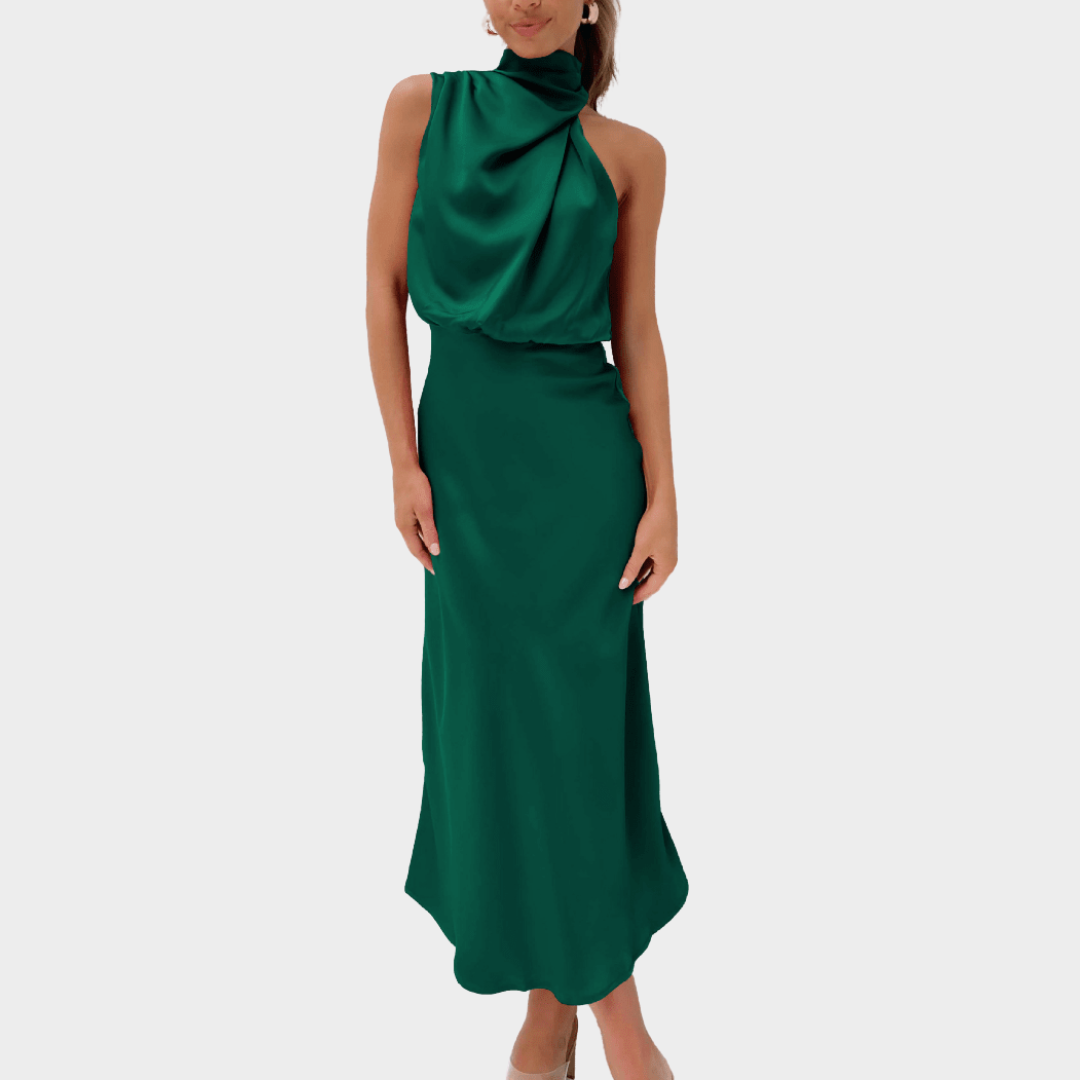 Women's Sleeveless Satin Dress – High-End Silk Feel – Elegant Socialite Style – Lightweight Evening Gown – Multiple Colours