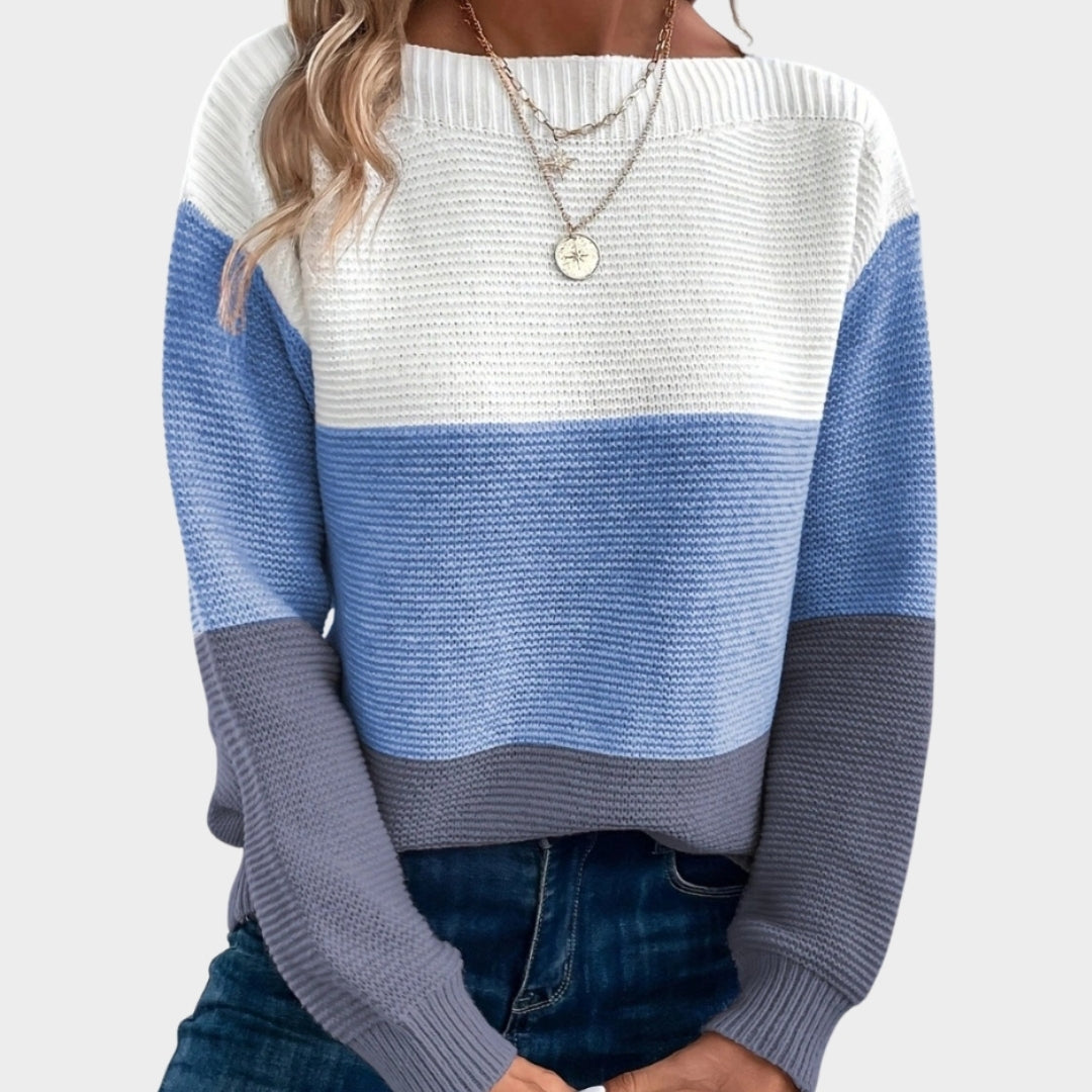 Elegant Patchwork Women’s Sweater - Loose Fit, Knitted Autumn Winter Tops, Gold, Black, and More