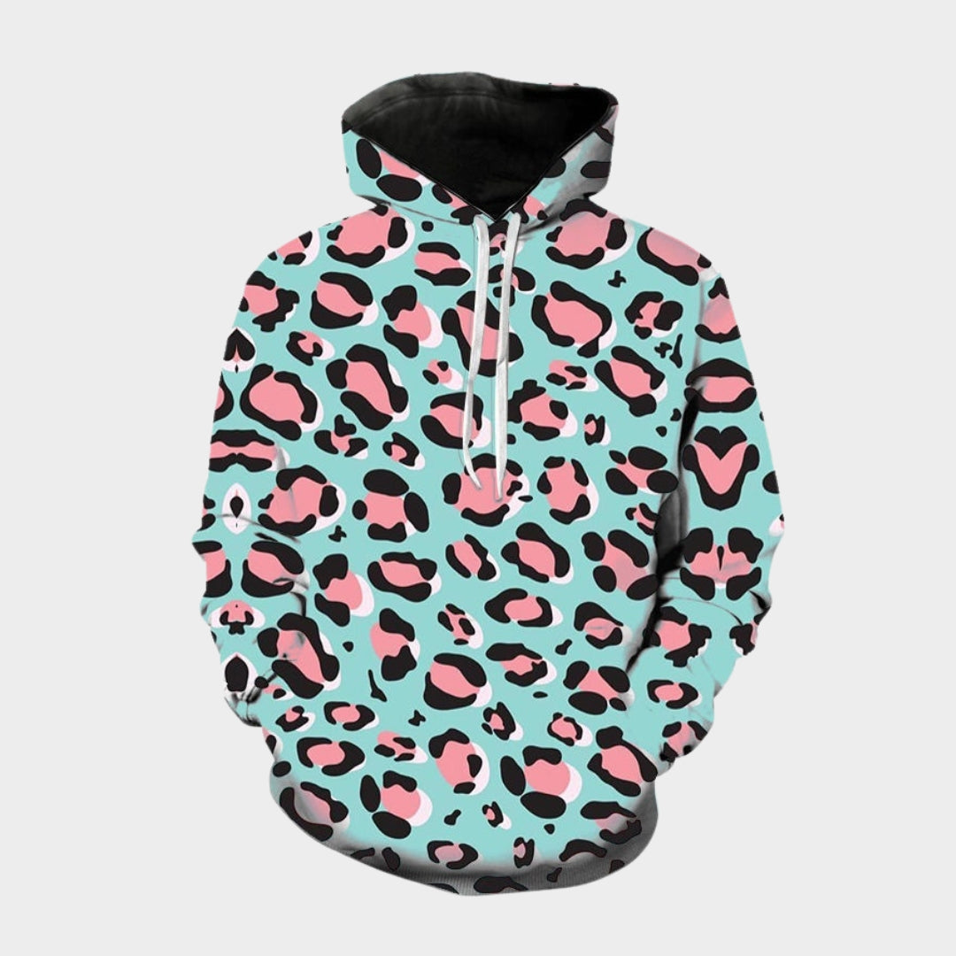 3D Printed Leopard Hoodie - Women's Sweatshirt - Long Sleeve Streetwear