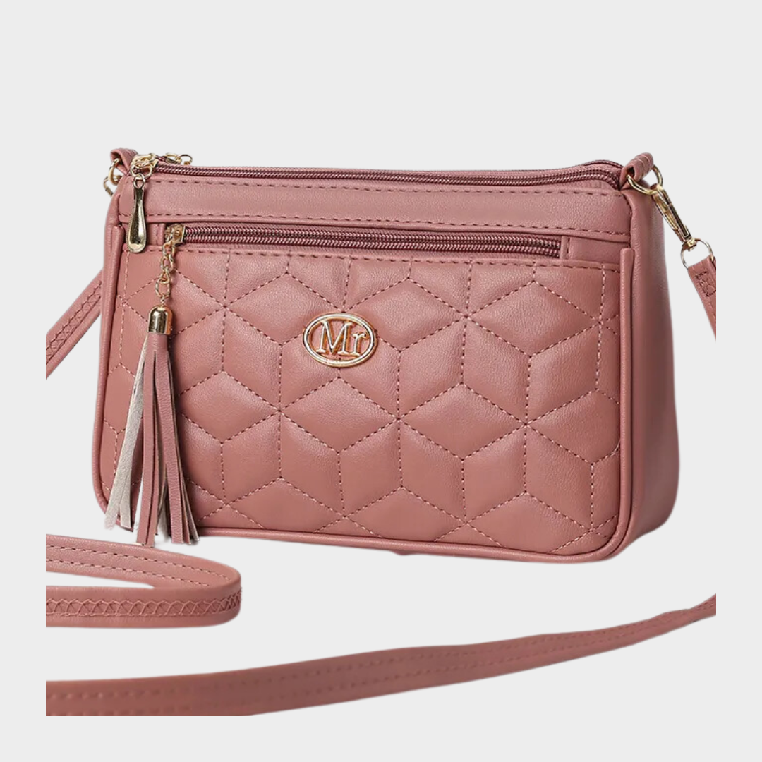 Double Zipper Crossbody Bag for Women - Fashion PU Shoulder Bag with Tassel Detail in Multiple Colors