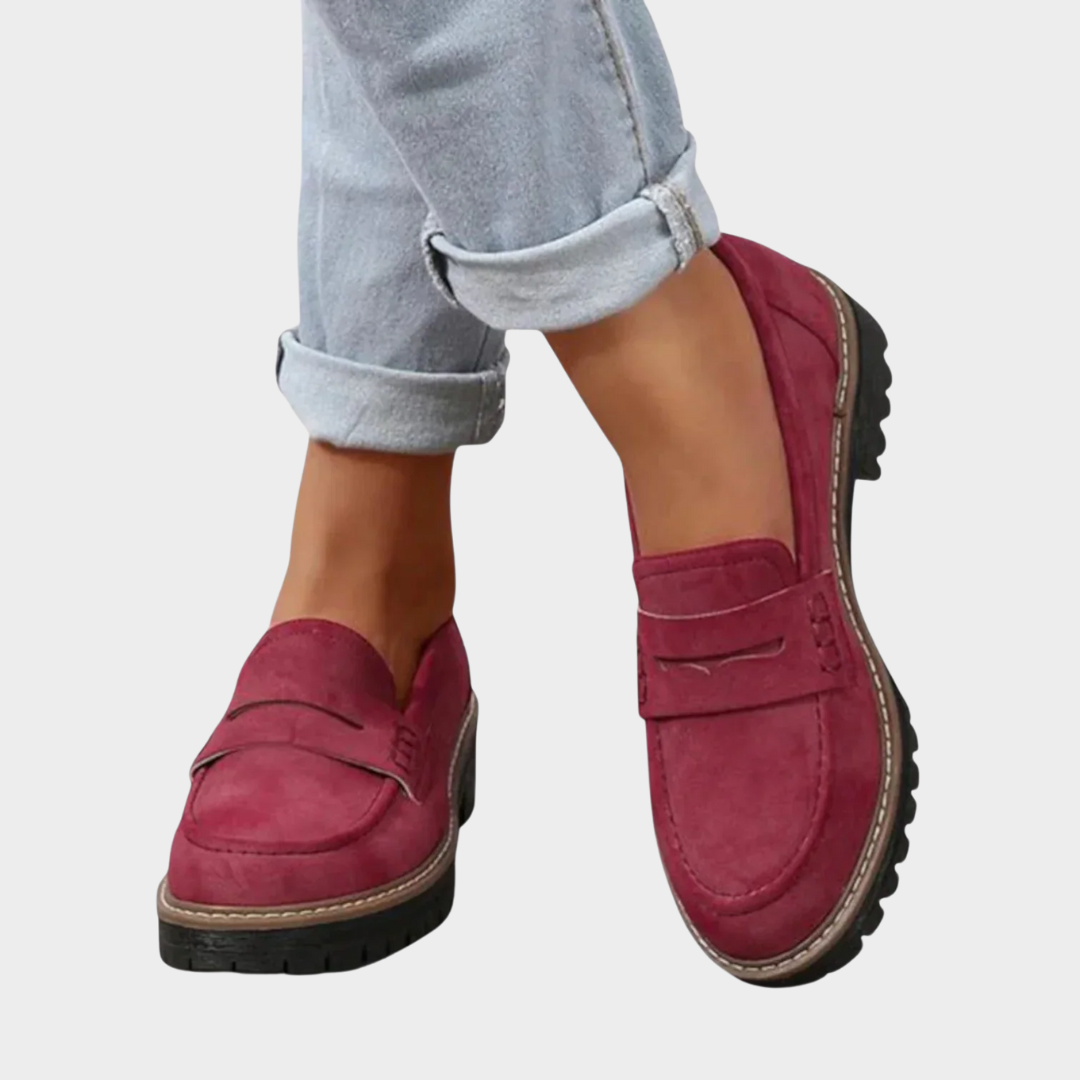 Women Loafers – Sophisticated Chunky Sole Slip On Shoes – Classic Comfortable Fit with Contrast Stitching – Versatile Smart Casual Footwear – Multiple Colours