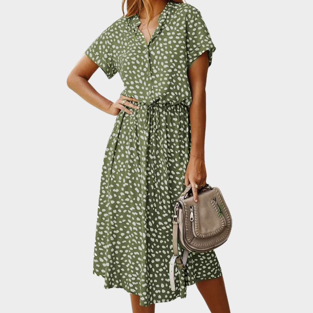 Women’s A-Line Midi Shirt Dress – Relaxed Fit – Leopard Print – Lightweight Fabric – Multiple Colours
