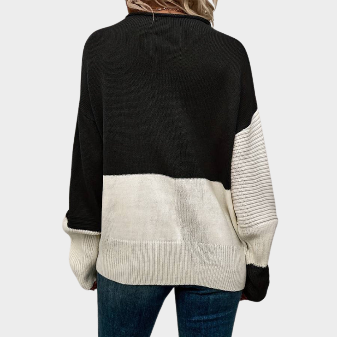 Women's Color Block Sweater – Knitted Pullover – Soft & Stylish – Modern Design – Multiple Colours