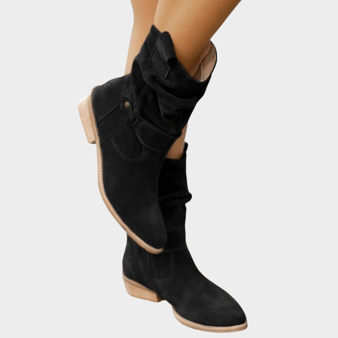 Women's Suede Ankle Boots – Retro Mid-Calf Design – Soft Rubber Sole – Comfortable Fit – Multiple Colours