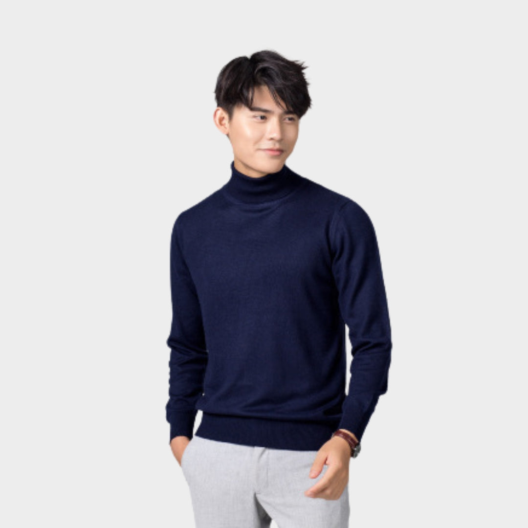 Men's Turtleneck Cashmere Cotton Blend Pullover Sweater – Fall/Winter, Yellow/Blue/Black/and More
