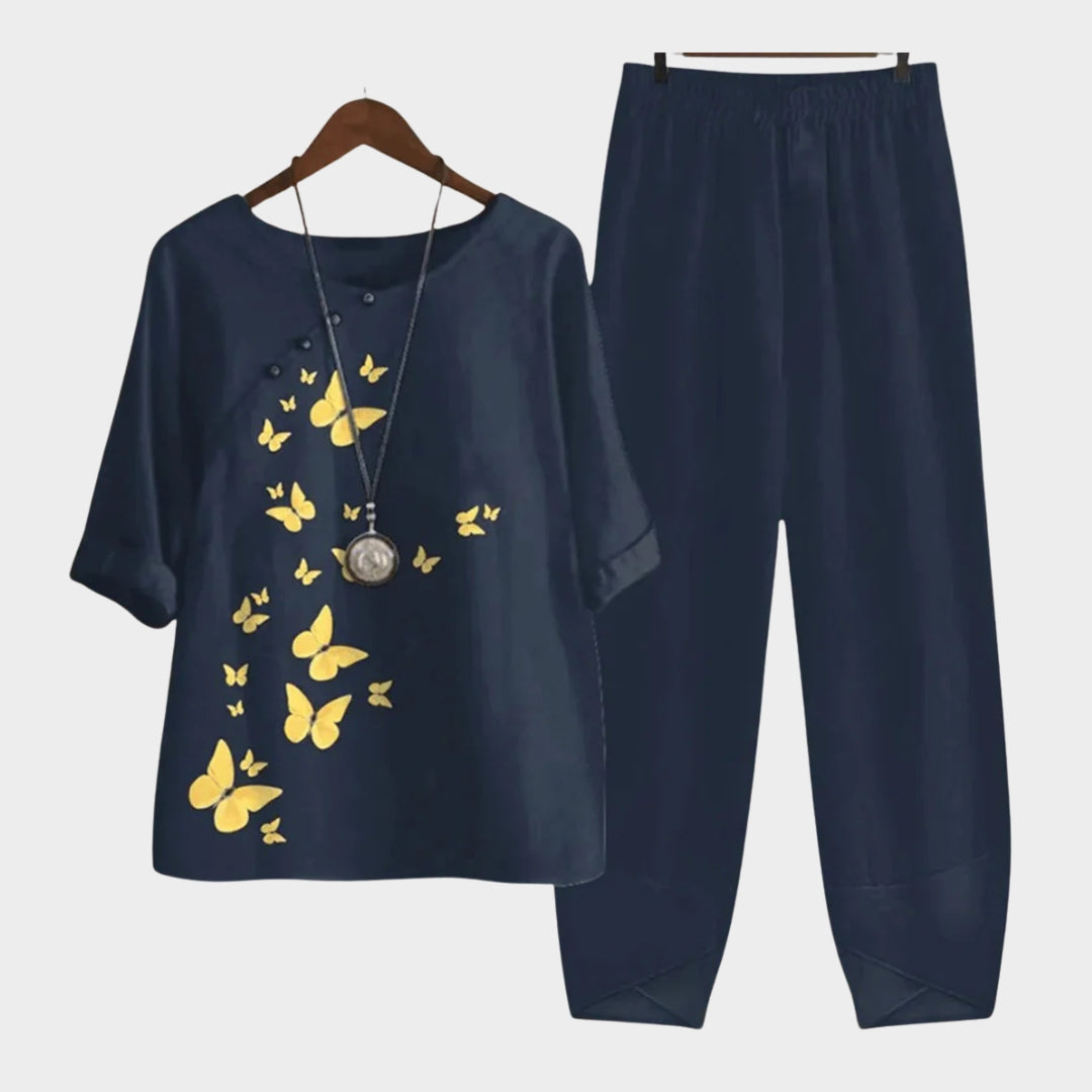 Women's Loose Fit Two-Piece Set – Elegant Airy Outfit – Multiple Colours
