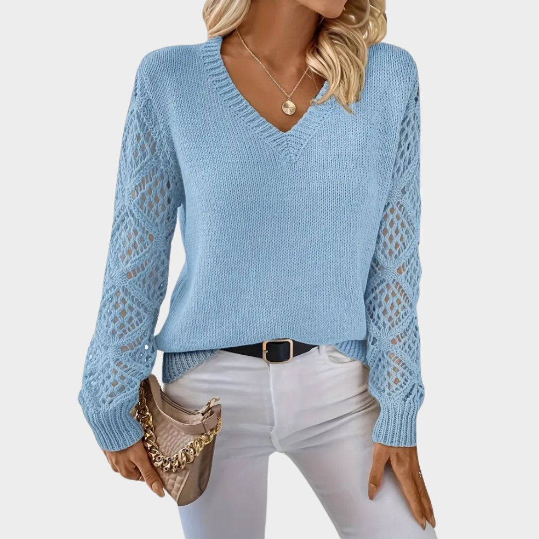 Women's Knit Sweater – V-Neck Pullover – Soft & Comfortable – Multiple Colours