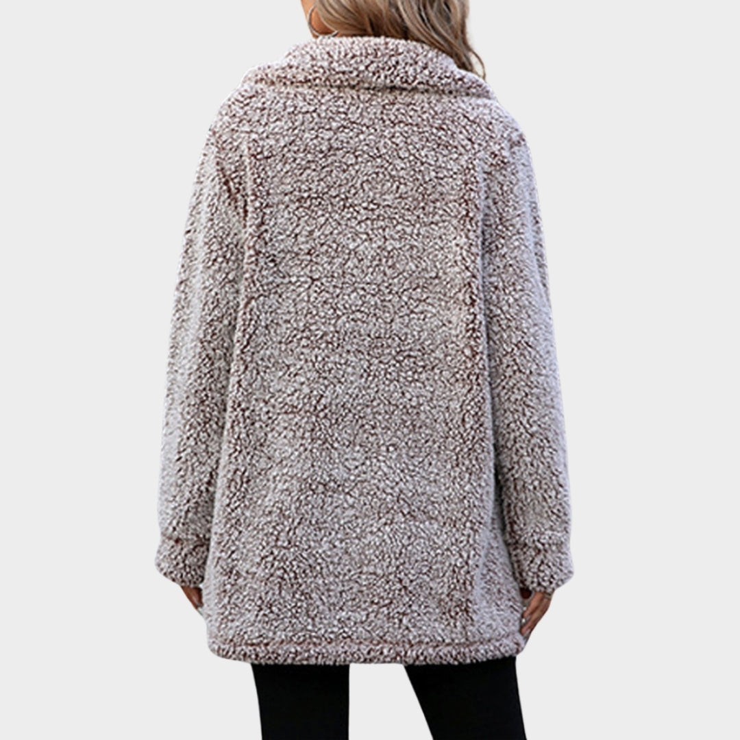 Winter Women’s Hooded Coat – Single Breasted, Thick Plush, Long Jacket, Black, Brown