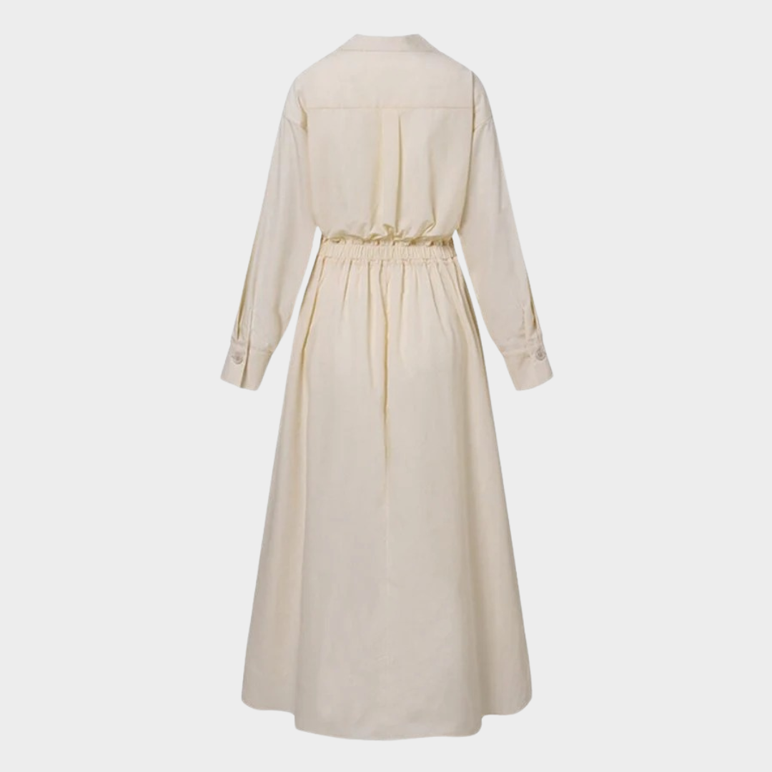 Women’s Loose A-Line Polo Collar Dress – Elegant Nine Sleeve Swing Fit – Lightweight and Flowy – Multiple Colours
