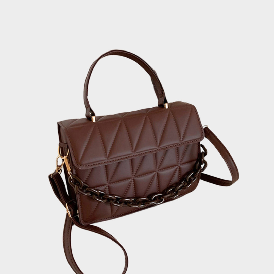 Fashion Checkered Women’s Shoulder Bag - Chain Crossbody Small Flap Top Handbag in Black, Brown, and More