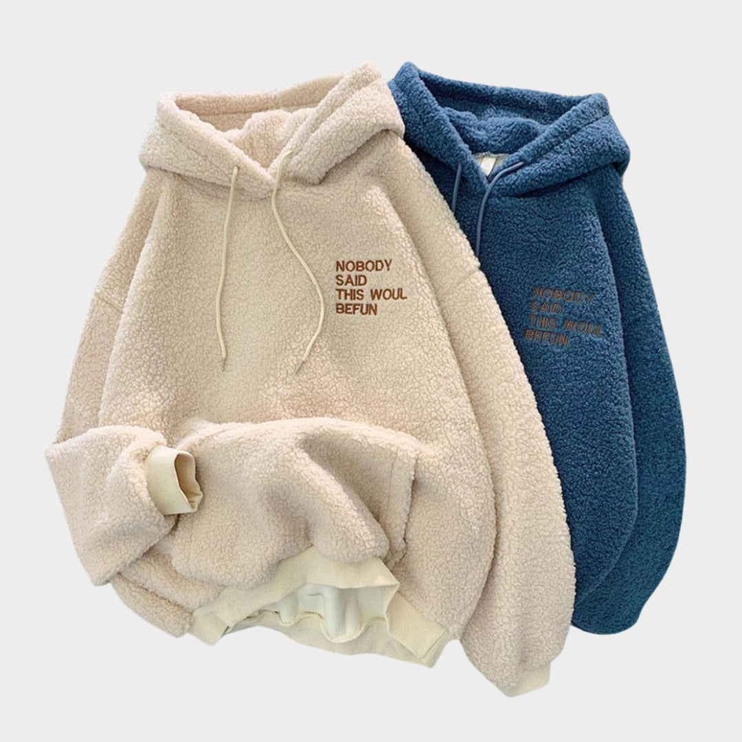 Women's Hooded Sweatshirt - Loose Harajuku Fleece Sweater with Pockets (Apricot, Blue, Pink)