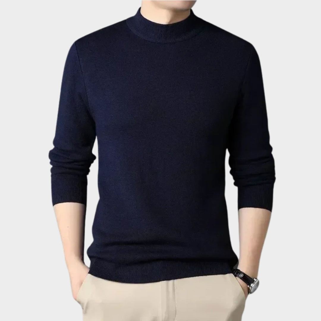 Men's Cashmere Knitted Sweater – Half Turtleneck Slim Fit - Multiple colours