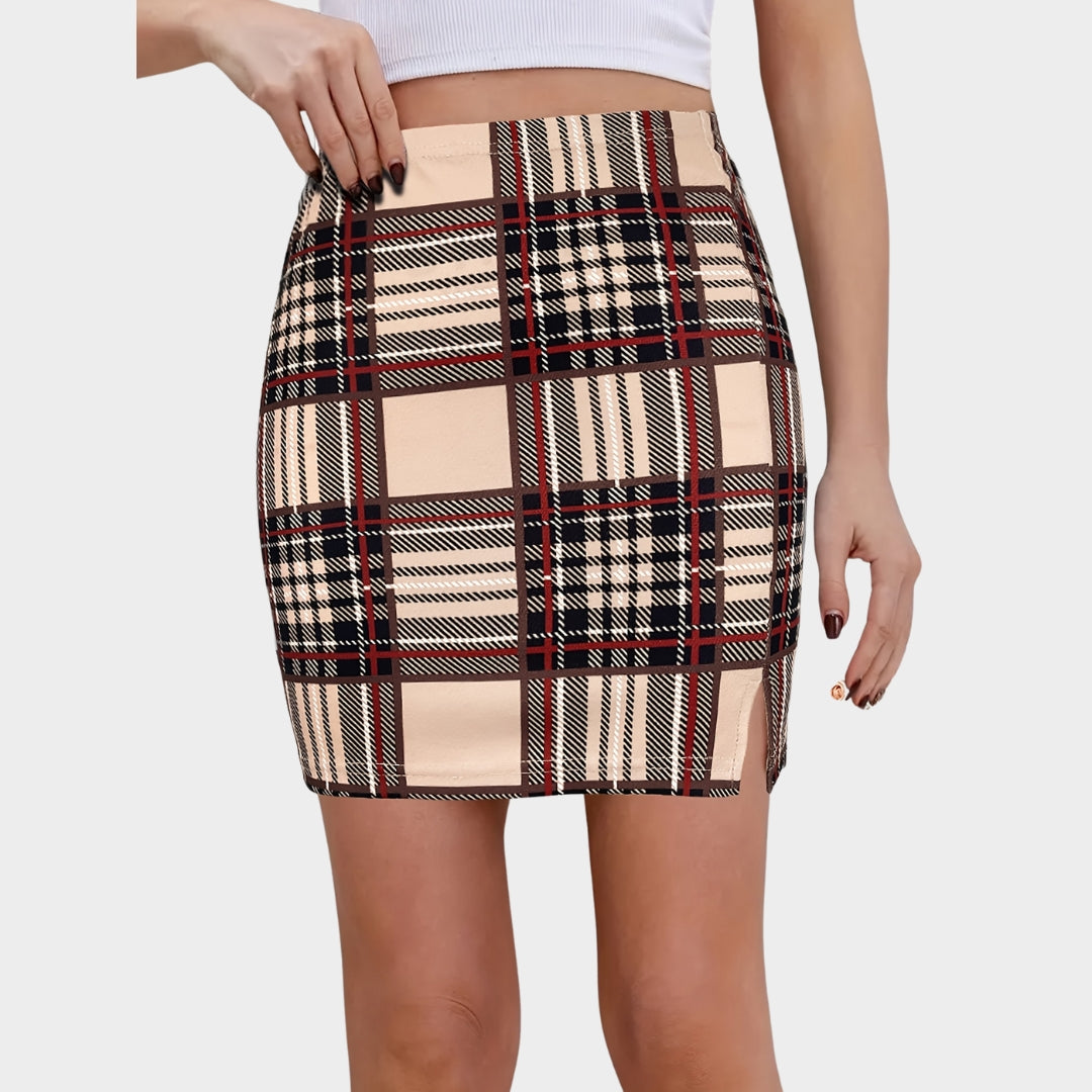 Women's High-Waist Plaid Mini Skirt - Pencil Fit Short Skirt - Multiple Colours
