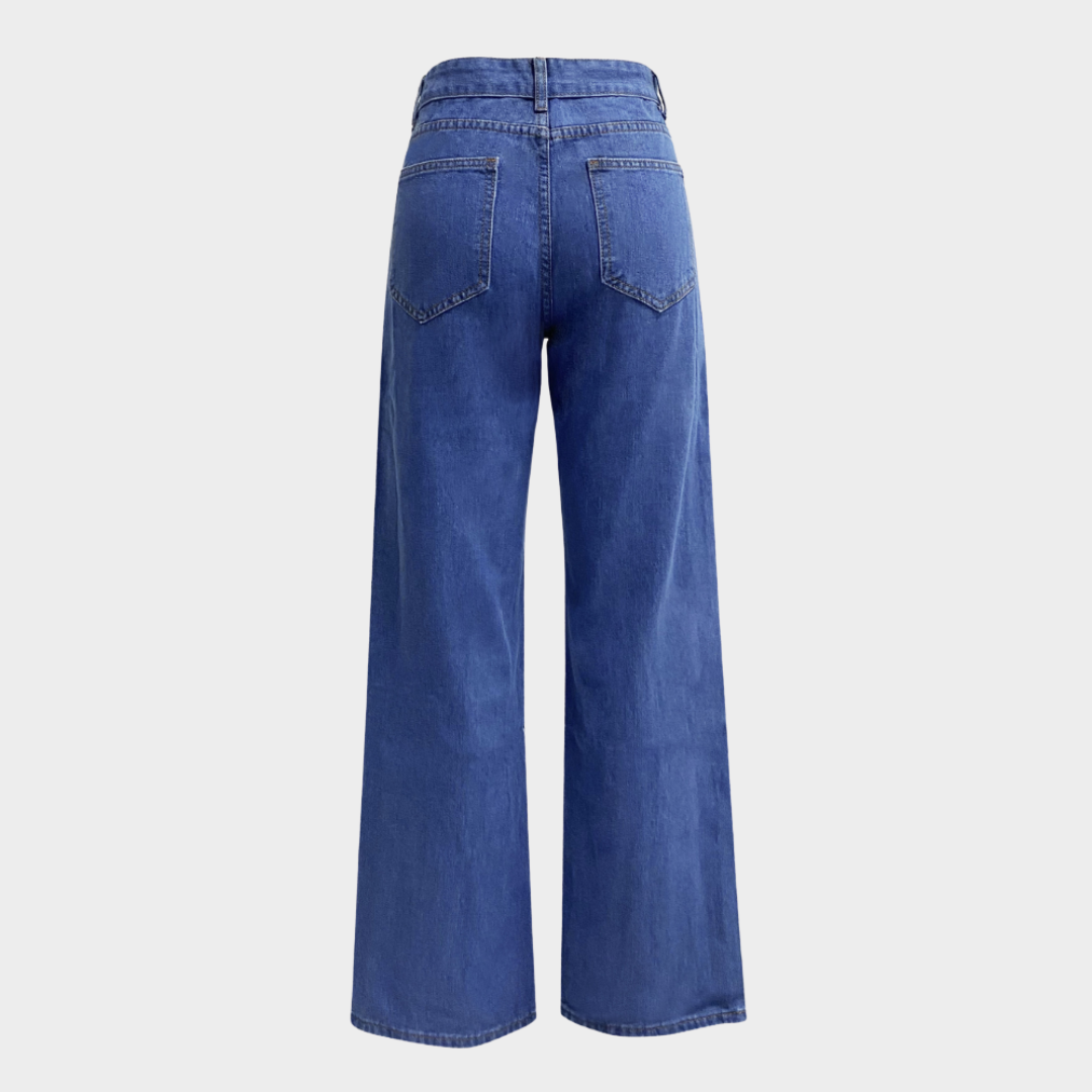 Women's High-Waist Straight-Leg Jeans - Ankle Length - Denim Trousers - Multiple Colours