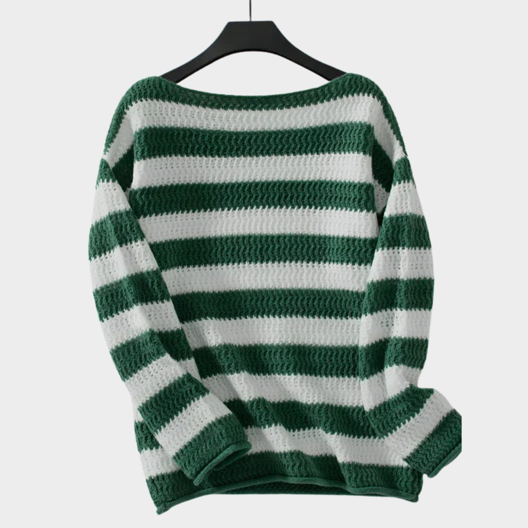 Women's Striped Oversized Sweater – Long Sleeve – O-Neck – Knit Jumper – Multiple Colours