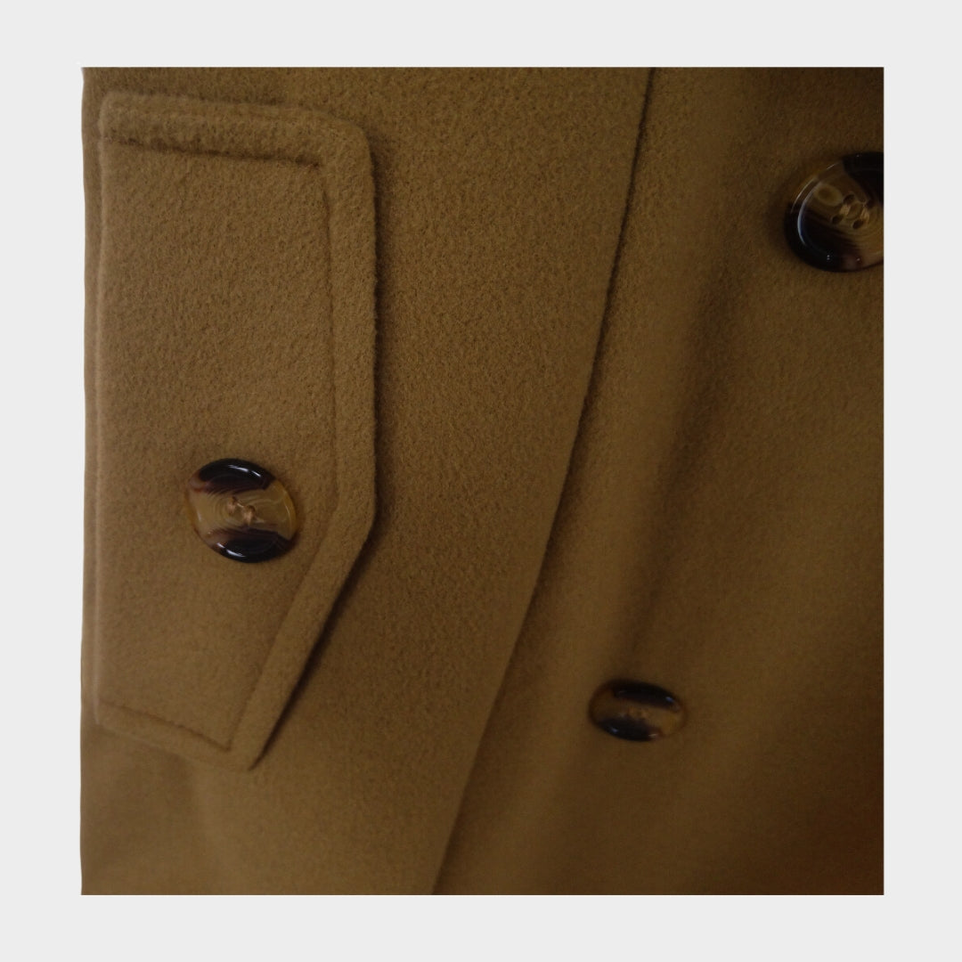 Women's Hooded Double-Breasted Overcoat – Mid-Length, Woolen Lapel Collar, Winter Coat, Black, Army Green, Camel