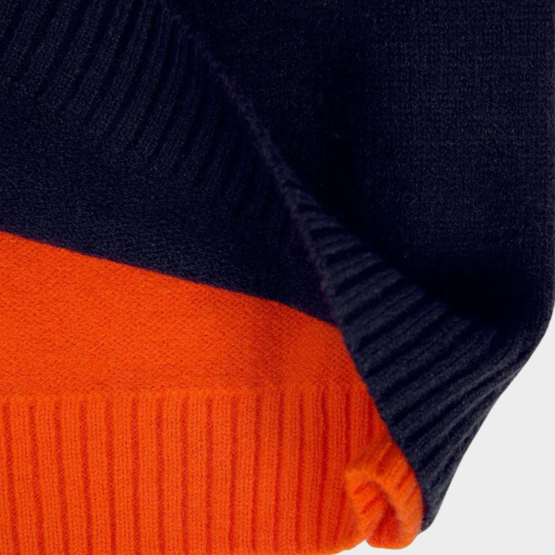 Women Knitted Sweater – Vintage Inspired O Neck Pullover – Loose Casual Fit – Soft Wool Blend Spliced Knitwear – Blue
