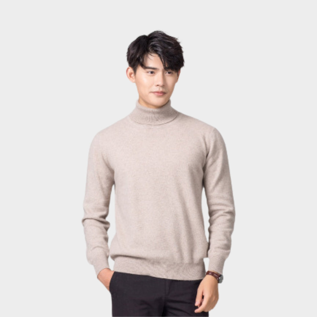 Men's Turtleneck Cashmere Cotton Blend Pullover Sweater – Fall/Winter, Yellow/Blue/Black/and More