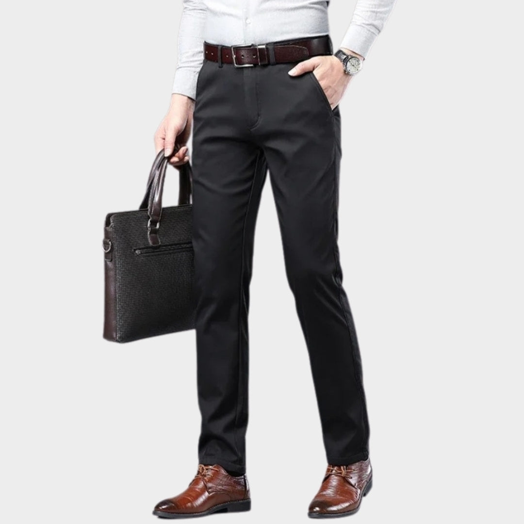 Men’s Winter Fleece-Lined Cotton Pants - Thicker Warm Business Casual Straight Elastic Trousers, Light Khaki, Dark Khaki, and More
