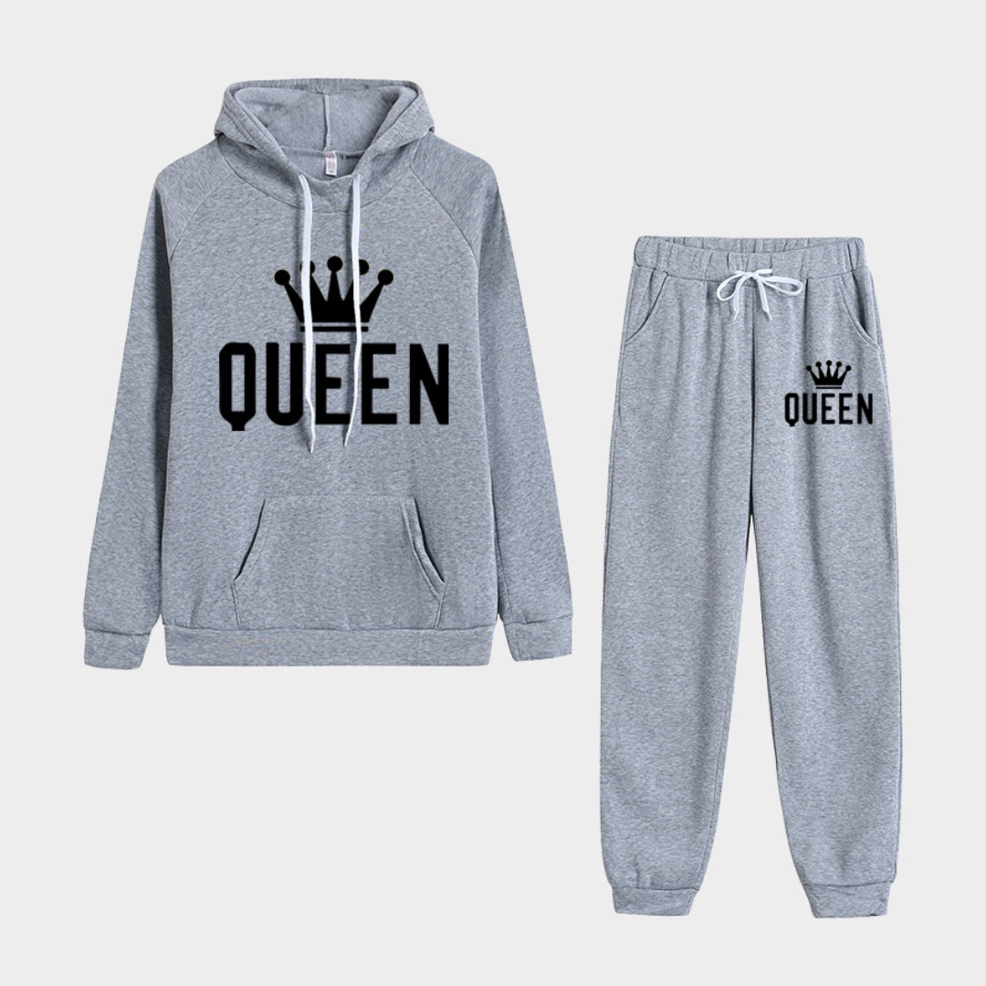 Autumn Winter Women's Tracksuit Set - Hoodie and Fleece Pants Outfit, Casual Jogging Clothes (Khaki, Black, Grey and Pink)