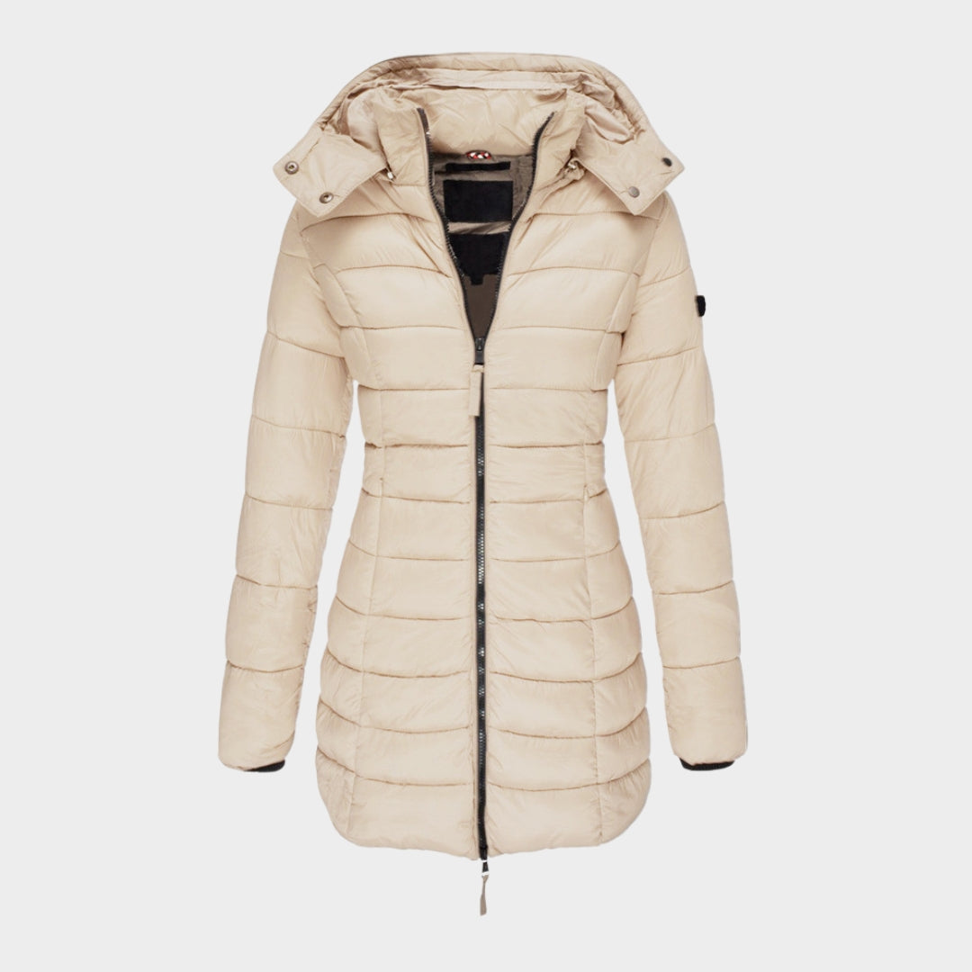Women’s Cotton Padded Winter Coat - Slim Hooded Parka with Zipper, Warm Long Sleeve Jacket, Army Green, Black, and More