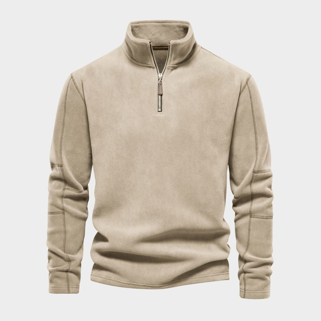 Men's Fleece Sweater – Thicken Warm Zipper Neck Sweater, Soft Shell Sweatshirt (Light Green, Black, and More)