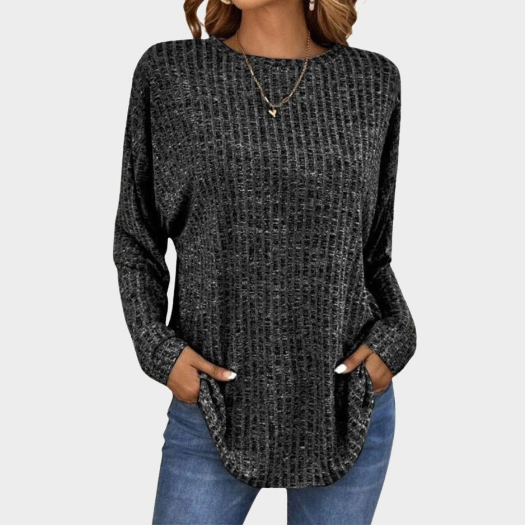 Women's Oversized Long Sleeve T-Shirt - Casual Cotton Tunic Top, Streetwear (Khaki, Black, Blue, and More)