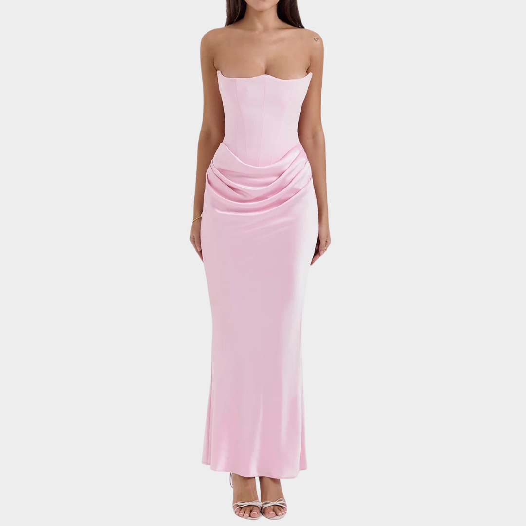 Women’s Long Dress – Strapless Patchwork Design – Sleeveless Backless Slim Fit – Mermaid Evening Gown – Multiple Colours