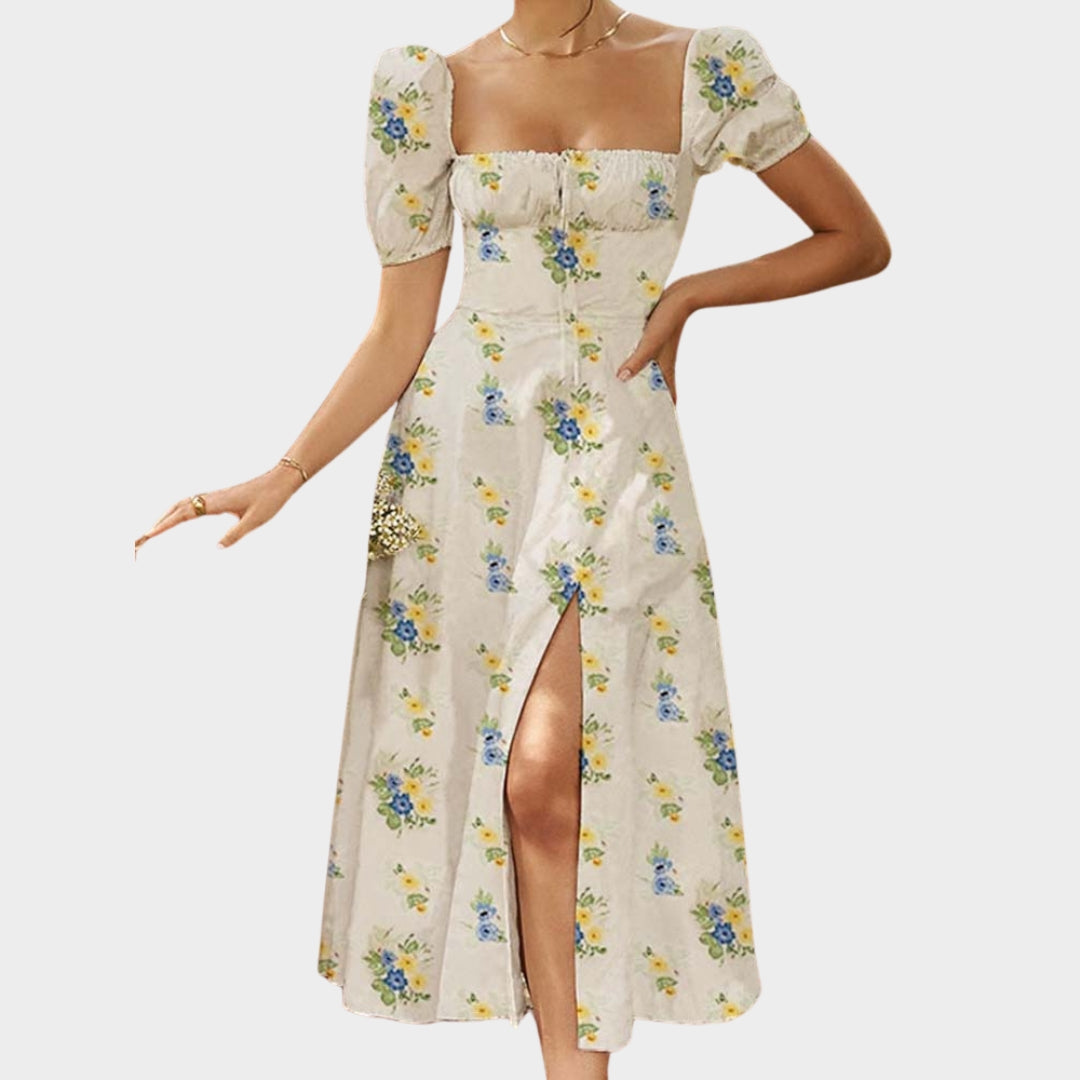 Women’s Floral Print A-Line Maxi Dress – Spring/Summer Chic Party - Long Dresses