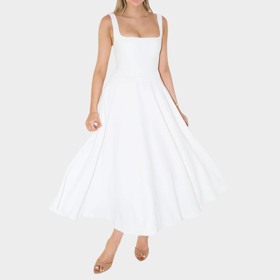 Women’s Midi Dress – Flattering Fit with Cinched Waist – Lightweight Fabric – Feminine Silhouette for Casual to Formal Wear – Multiple Colours