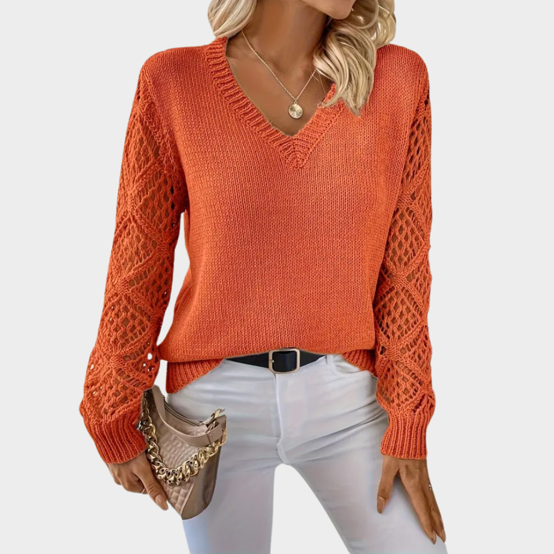 Women's Knit Sweater – V-Neck Pullover – Soft & Comfortable – Multiple Colours