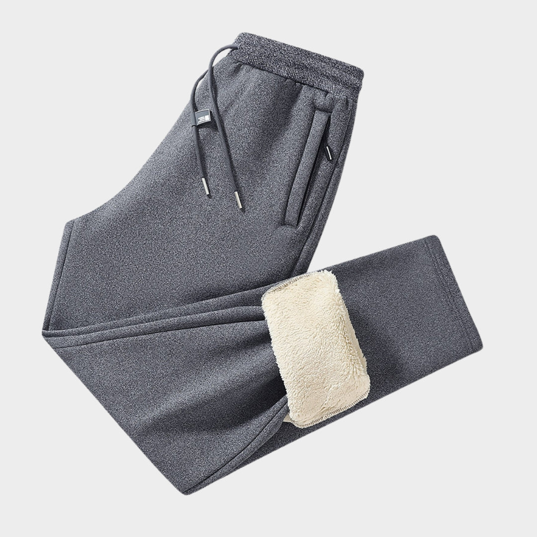 Men’s Winter Cashmere Jogging Pants - Fleece Warm Thick Casual Sports Trousers, Drawstring, Large Size, Black, Grey