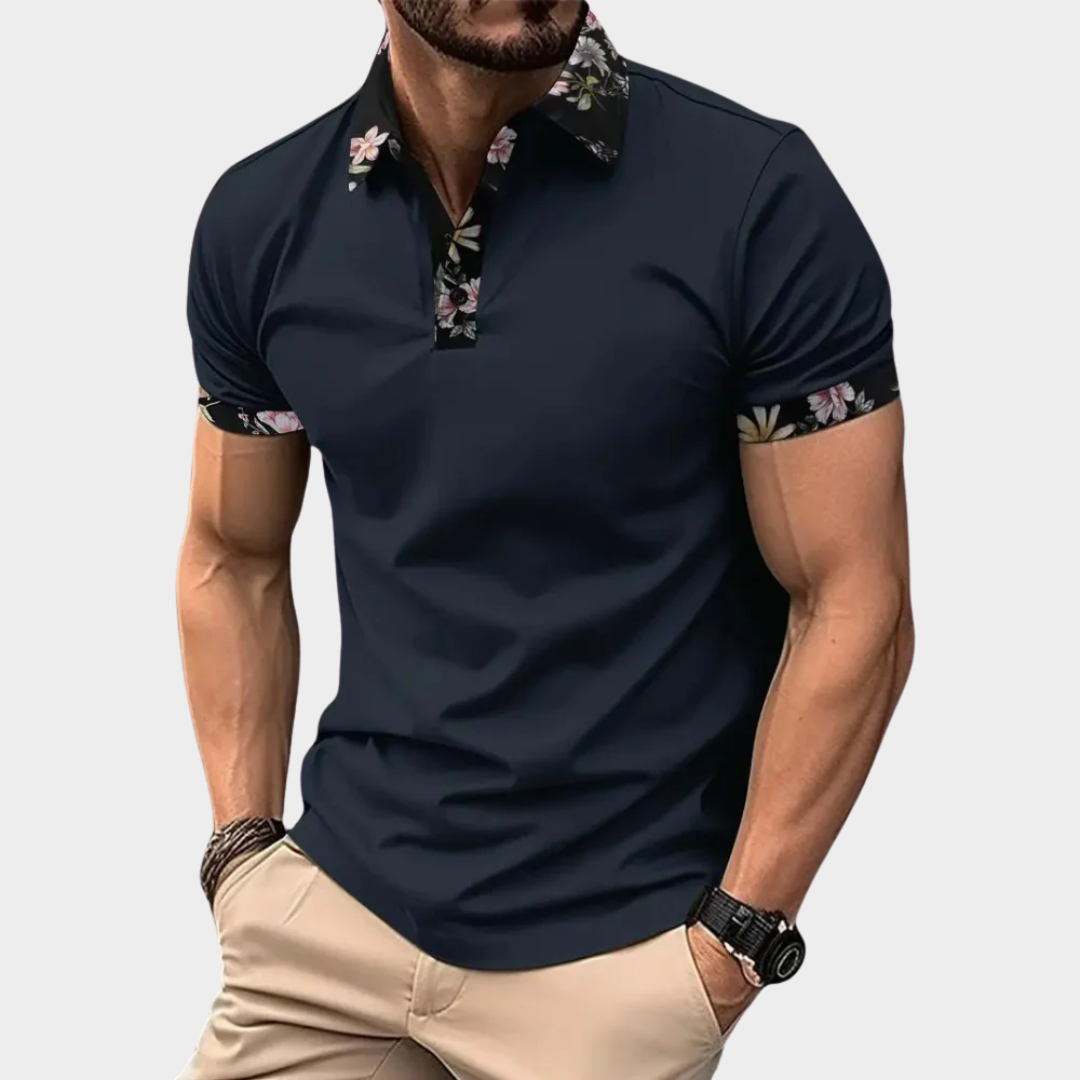 Men’s Short Sleeve Polo Shirt – Solid Colour Classic Pullover with Mosaic Design – Breathable and Comfortable Fit – Multiple Colours