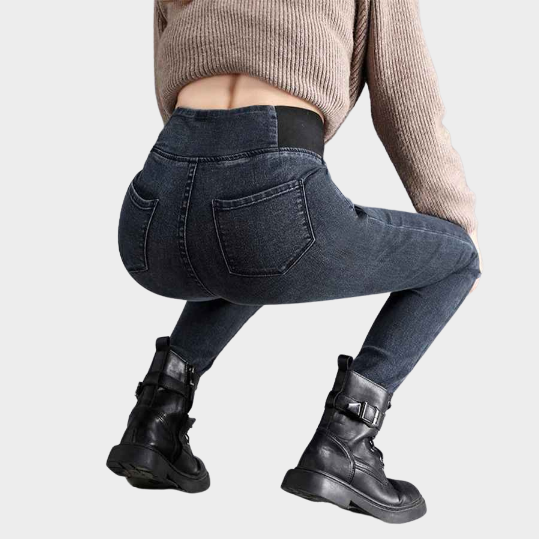 Women's High-Waist Skinny Jeans - Slim Fit Stretch Denim - Vintage Wash Pencil Trousers - Multiple Colours