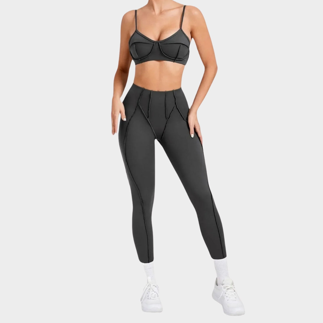 Women's Seamless Yoga Set - High-Waist Butt-Lifting Leggings & Backless Sports Bra - Stretch & Breathable Gym Outfit - Multiple Colours