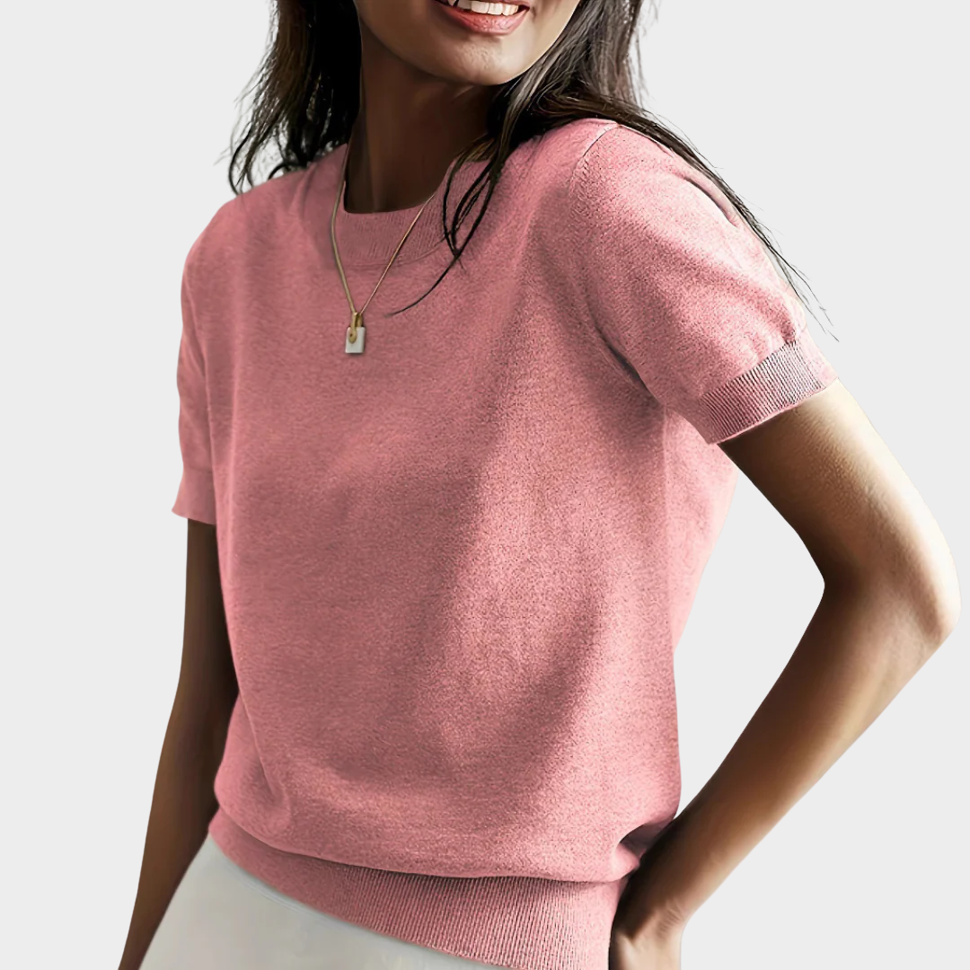 Women’s Casual Short Sleeve Crew Neck Top – Relaxed Fit Lightweight Knit Tee – Versatile Everyday Style – Multiple Colours