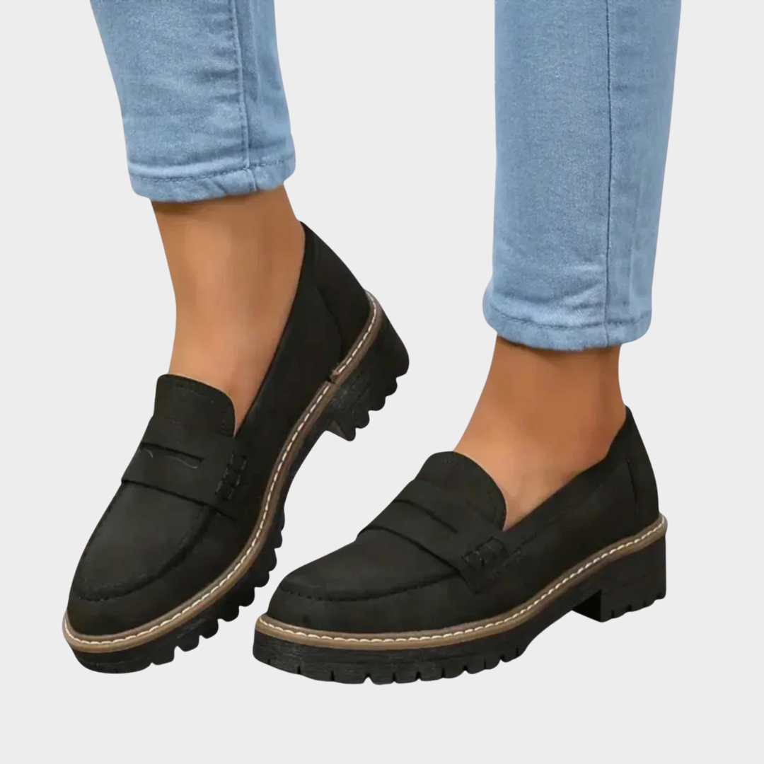 Women Loafers – Sophisticated Chunky Sole Slip On Shoes – Classic Comfortable Fit with Contrast Stitching – Versatile Smart Casual Footwear – Multiple Colours