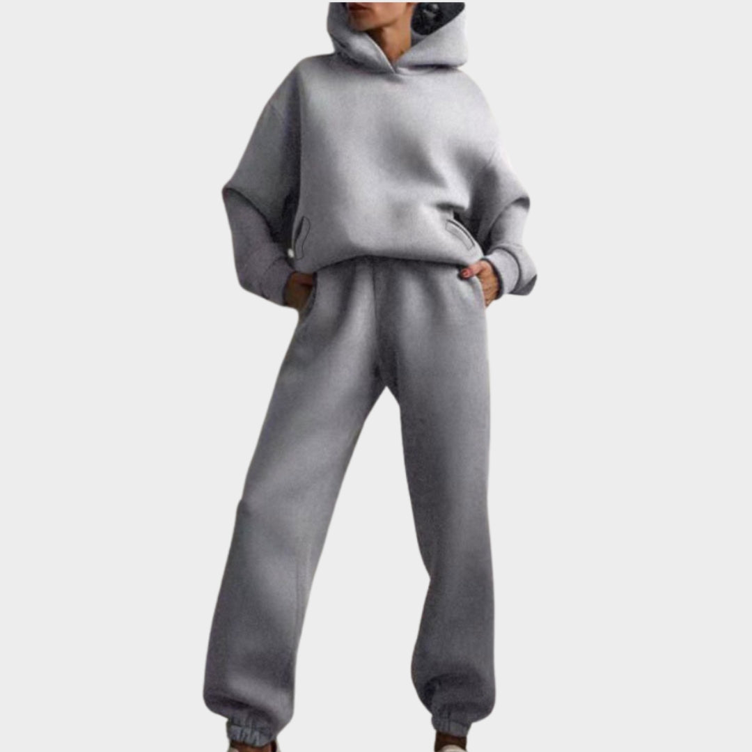 Women’s Casual Two-Piece Sweater Suit – Solid Color, Fashionable Sportswear Set, Available in Brown, Purple, Pink, and More